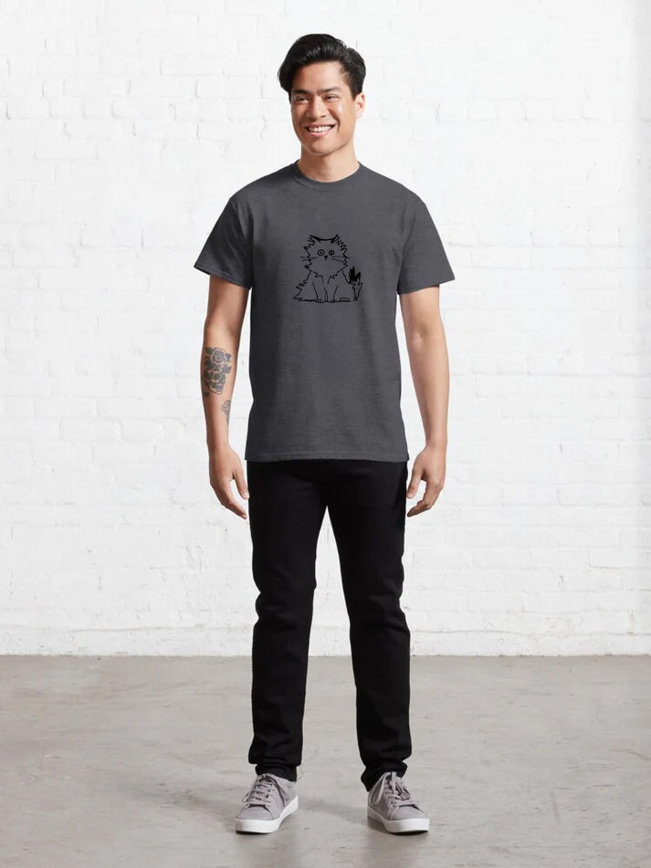 Men Fluffy Cat T-Shirt