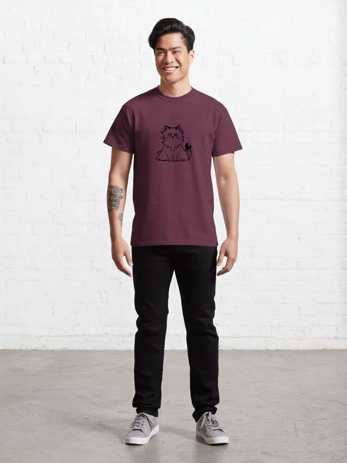 Men Fluffy Cat T-Shirt