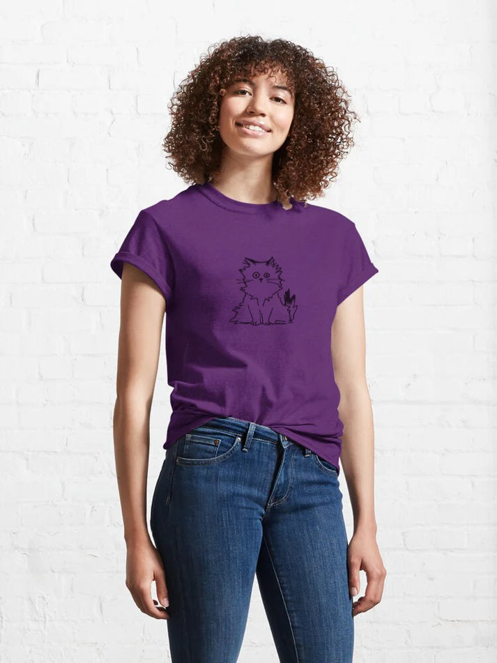 Women Fluffy Cat T-Shirt