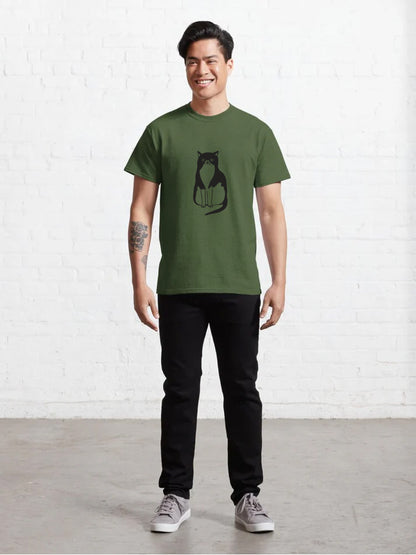 Men Curious Cat T-Shirt