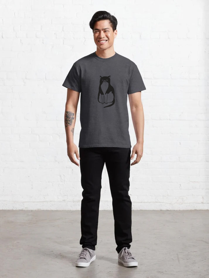 Men Curious Cat T-Shirt