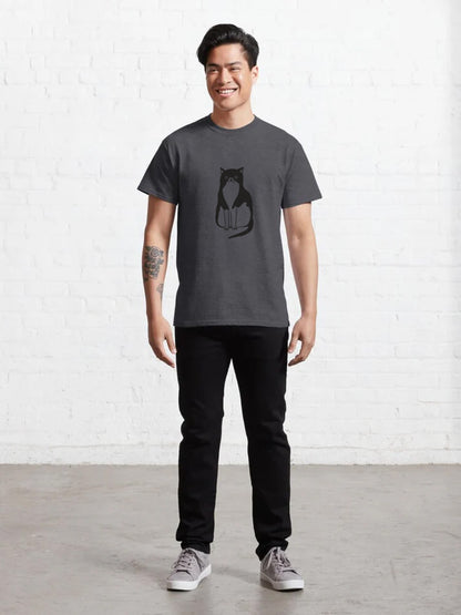 Men Curious Cat T-Shirt