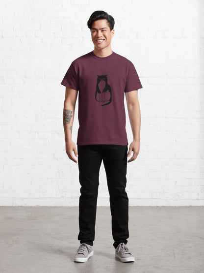 Men Curious Cat T-Shirt