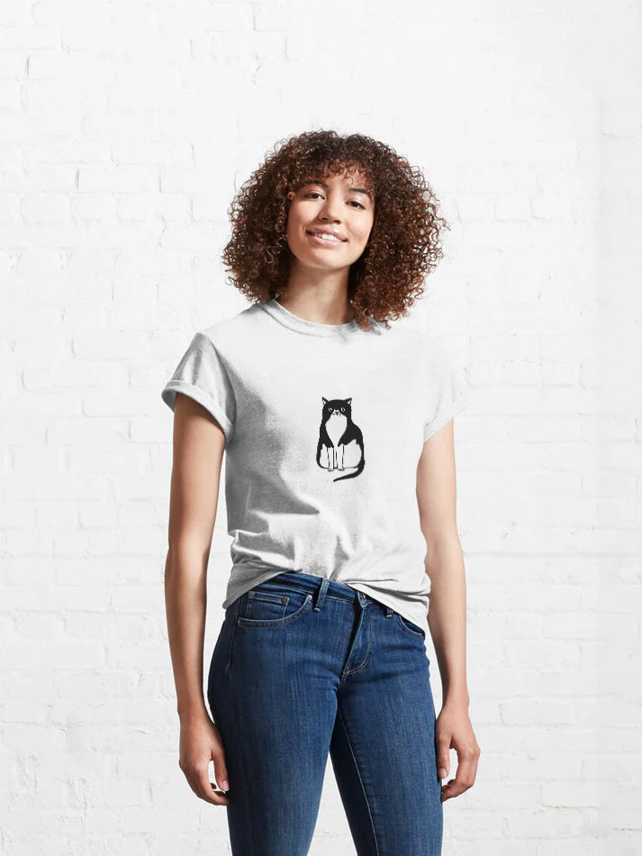 Women Curious Cat T-Shirt