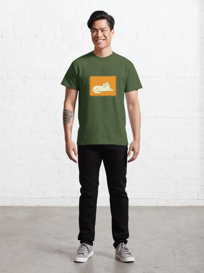 Men Cat Stamp T-Shirt