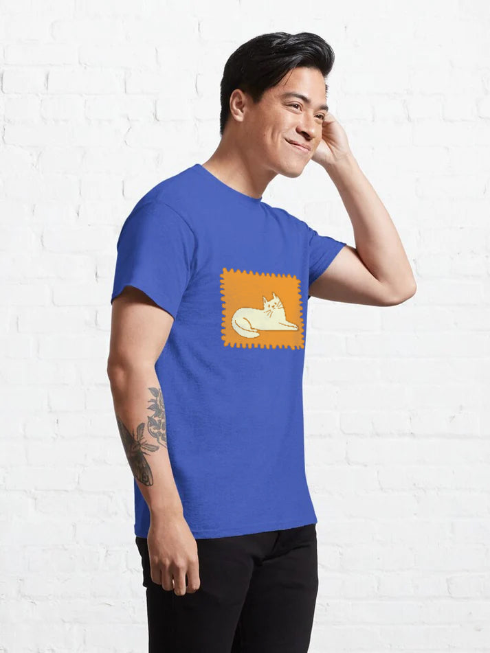 Men Cat Stamp T-Shirt