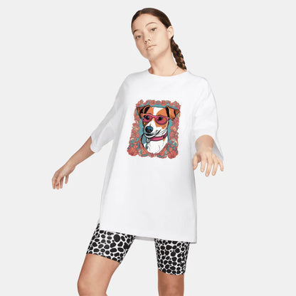 Women Floral Jack Russell T-Shirt