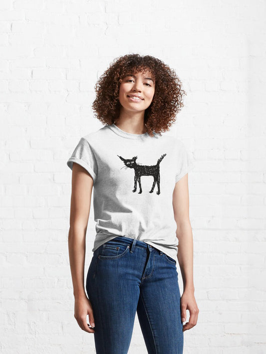 Women Scruffy black cat T-Shirt